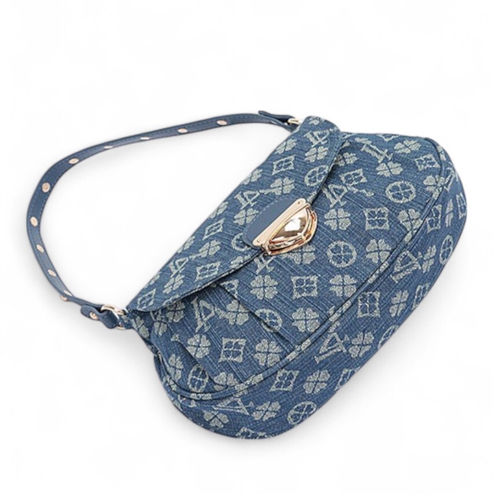 Denim Blue Designer Shoulder Bag - Picture 4 of 5